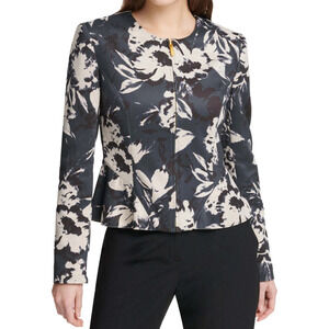 DKNY Womens Floral Print Peplum Jacket Size 6